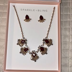 NIB- Sparkle & Bling Faux Rhinestone/Lab Created Stone Necklace and Earring Set